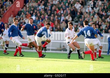 Rugby Union - coupe du monde 1991 - quart de finale - France / Angleterre - Parc des Princes. Action de la France contre l'Angleterre Banque D'Images