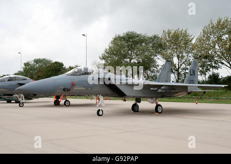 US Air Force F-15 Eagle fighter jet de RAF Lakenheath sur l'affichage. Banque D'Images