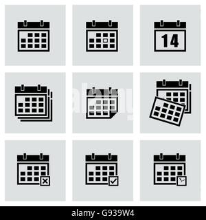 Vector icon set calendrier noir Illustration de Vecteur