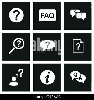FAQ black Vector icon set Illustration de Vecteur
