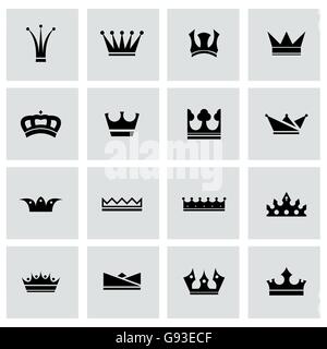 Black Crown Vector icon set Illustration de Vecteur