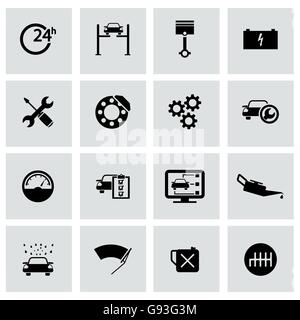 Service de voiture noir Vector icons set Illustration de Vecteur