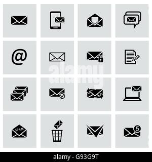 Vector icons set email noir Illustration de Vecteur