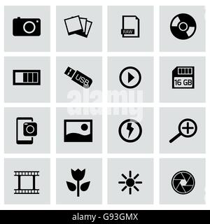 Vector black photo icons set Illustration de Vecteur