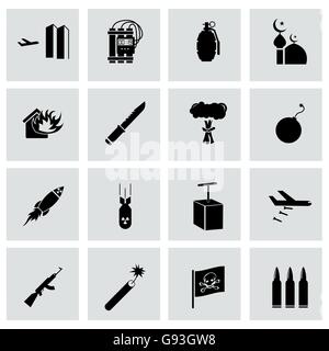 Le terrorisme noir Vector icons set Illustration de Vecteur