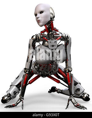 Robot woman posing comme un modèle Banque D'Images