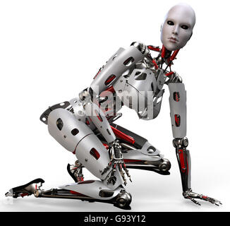 Robot woman posing comme un modèle Banque D'Images