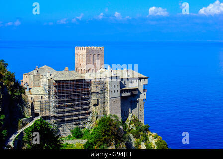 Dionisiou monastère sur le mont Athos, Chalkidiki, Grèce Banque D'Images