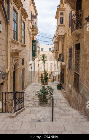 Ruelles dans Senglea - partie de la Triville avec La Valette et Birgu sur l'île de Malte Banque D'Images