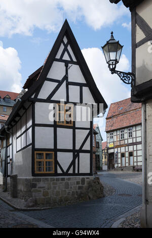 Maisons-cadre, Quedlinburg, Saxe-Anhalt, Allemagne Banque D'Images