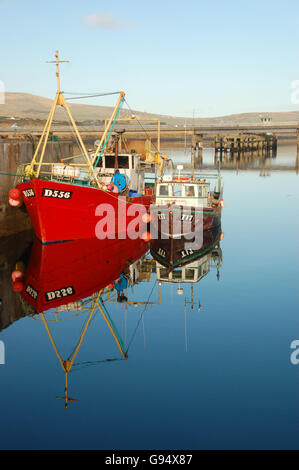 Bateaux de pêche au port, Cahersiveen, Iveragh, anneau de Skelligs, dans le comté de Kerry, Irlande Banque D'Images