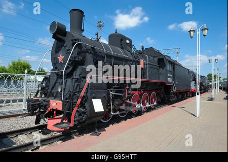 Musée de transport ferroviaire de la gare de Moscou, de marchandises locomotive vapeur er 766-11, construit en 1949 sur "AVAG' usine en Hongrie Banque D'Images