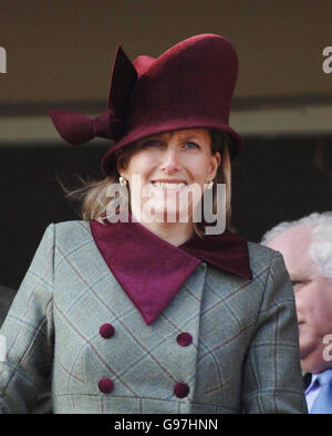 La comtesse de Wessex regarde la course au Cheltenham National Hunt Festival, le mercredi 15 mars 2006. Photo autonome. APPUYEZ SUR ASSOCIATION photo. Le crédit photo devrait se lire comme suit : Barry Batchelor/PA. Banque D'Images