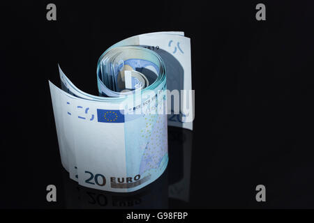 Notion de zone Euro, marché unique représenté par un ensemble de 20 billets en euros. Banque D'Images