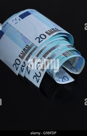 Notion de zone Euro, marché unique représenté par un ensemble de 20 billets en euros. Banque D'Images