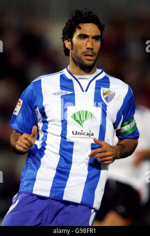 Football - Ligue espagnole Primera - Malaga / Valence - Stade la Rosadela. Fernando Sanz, Malaga Banque D'Images