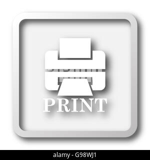 L'icône d'impression de l'imprimante avec Word. Bouton Internet sur fond blanc. Banque D'Images