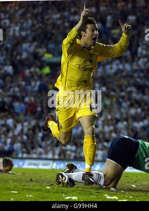 Football - Championnat de la ligue de football Coca-Cola - jouer demi-finale - First Leg - Leeds United / Preston North End - Elland....David Nugent, de Preston North End, célèbre l'objectif d'ouverture Banque D'Images