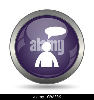 Commentaires icône. Bouton Internet sur fond blanc. - Homme avec bulle Banque D'Images