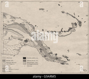 Papouasie-nouvelle-GUINÉE : la géologie. WW2 CARTE DE RENSEIGNEMENT DE LA MARINE ROYALE, 1944 Banque D'Images