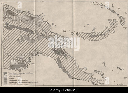 Papouasie-nouvelle-GUINÉE:.La végétation de l'archipel Bismarck.WW2 CARTE DE RENSEIGNEMENT DE LA MARINE 1944 Banque D'Images