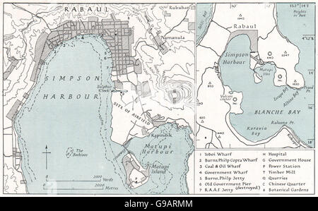 Papouasie-nouvelle-GUINÉE : Rabaul. WW2 CARTE DE RENSEIGNEMENT DE LA MARINE ROYALE, 1944 Banque D'Images