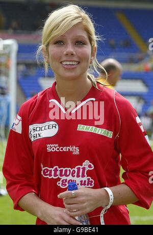 Football - six finales de football - Birmingham City football Club St Andrews Stadium.Nikki Sanderson, ancien acteur de Coronation Street, lors des six finales de football au stade de football St Andrews de Birmingham City Banque D'Images