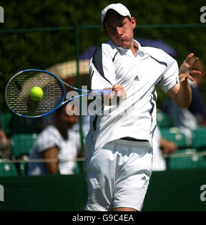 Richard Bloomfield de Grande-Bretagne en action contre Jamie de Grande-Bretagne Baker Banque D'Images