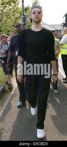 FESTIVAL DU SHOWBIZ.Chris Martin, de Coldplay Backstage au Festival de l'île de Wight, à Seaclose Park, à Newport. Banque D'Images