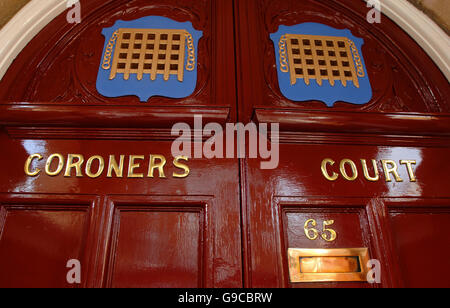 L'entrée du Westminster coroner's court dans le centre de Londres. Banque D'Images