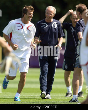 David Beckham - session de formation - Allemagne.Le capitaine d'Angleterre David Beckham en action lors d'une session d'entraînement à Mittelbergstadion, Buhlertal, Allemagne. Banque D'Images