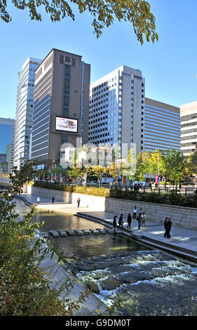 Cheonggyecheon, Rue Cheonggye Stream, Séoul, Corée du Sud Banque D'Images