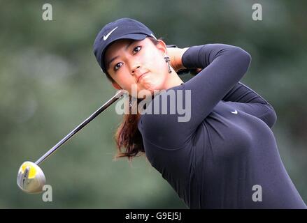 Le tee-shirt américain Michelle Wie est sur la 3e au cours de la troisième partie de l'Open britannique des femmes Weetabix à Royal Lytham et St Annes, Lancashire. Banque D'Images