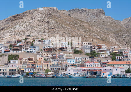 Vue sur le port, Pothia (Pothaia), Kalymnos, Dodecanese, Région de l'Egée du Sud, Grèce Banque D'Images