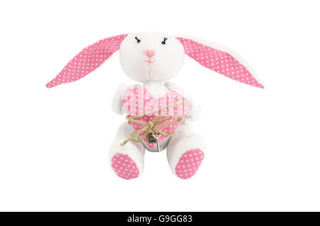 Jouet lapin blanc isolated on white Banque D'Images