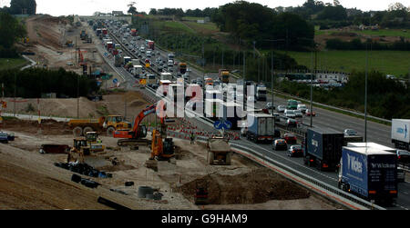 M1 élargissement. 289 millions de mesures pour élargir la M1 dans le Hertfordshire et le Bedfordshire. Banque D'Images