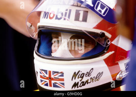 Course automobile Formula One - Grand Prix d'Europe - Brands Hatch. Nigel Mansell Banque D'Images