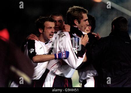 Football - coupe de Worthington - demi-finale - second Leg - Birmingham City / Ipswich Town.James Scowcroft (r) de la ville d'Ipswich célèbre son but avec ses coéquipiers Marcus Stewart (l) et Jermaine Wright (c) Banque D'Images