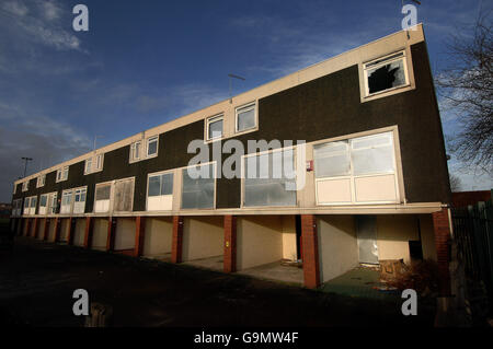 Logements délabrés dans la région Lozells de Birmingham. Banque D'Images