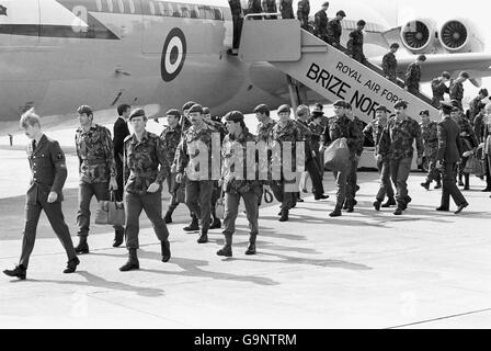 Guerre des Malouines - 1er Bataillon, Welsh Guards Banque D'Images