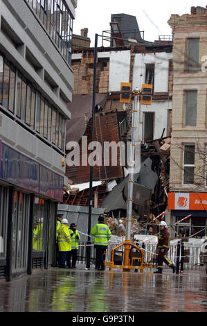 L'effondrement des bâtiments de Londres Banque D'Images