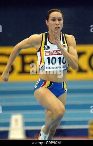 Athlétisme - Championnats européens d'athlétisme en salle 2007 - National Indoor Arena - Birmingham.Kim Geveart en Belgique lors des championnats européens d'athlétisme en salle à la National Indoor Arena de Birmingham. Banque D'Images