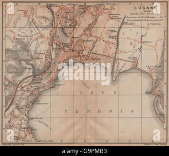 LUGANO. ville ville stadtplan. Switzerland Suisse Schweiz carte karte, 1901 map Banque D'Images