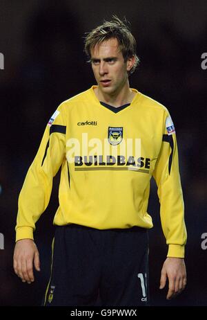 Football - le Trophée FA Carlsberg - première partie - Oxford United v Lewes - Stade Kassam. Andrew Burgess, Oxford United Banque D'Images