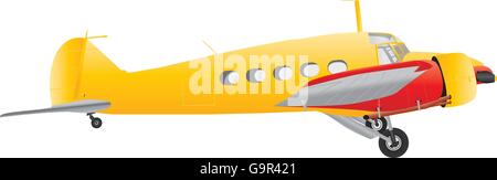 Un avion de l'ancien combattant jaune et rouge isolated on white Illustration de Vecteur