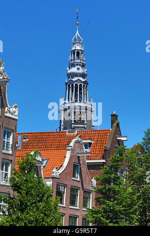 Tour de l'Oude Kerk, ancienne église, à Amsterdam, Hollande Banque D'Images