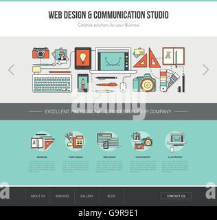 Concepteur graphique web template, la publicité, la communication et la créativité concept Illustration de Vecteur