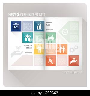 Modèle de brochure assurance avec icons set et copy space Illustration de Vecteur