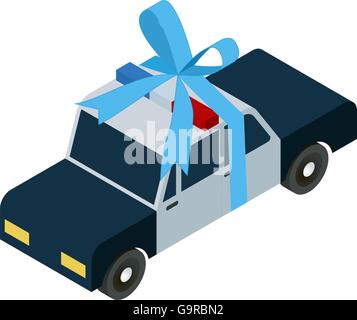Voiture de police jouet isométrique icône Illustration de Vecteur