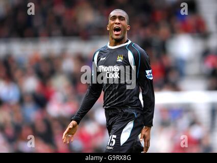 Soccer - FA Barclays Premiership - Middlesbrough / Manchester City - The Riverside.Sylvain Distin de Manchester City célèbre le but d'ouverture Banque D'Images